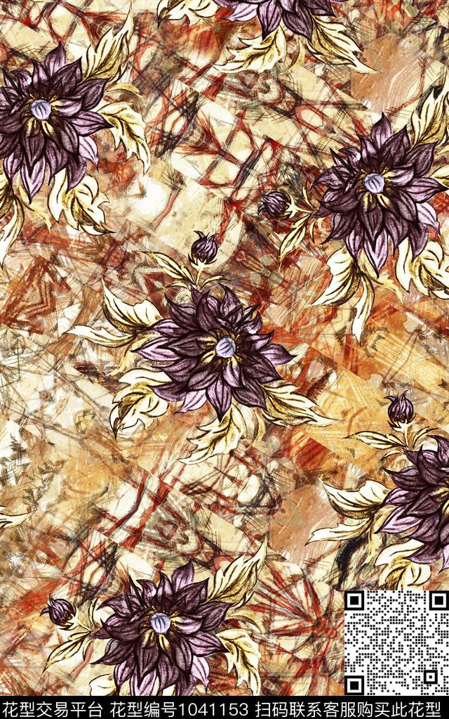 数码华亿平台民族风抽象数码印花华亿平台下载（图片编号: 1041153） - 瓦栏（Walan）