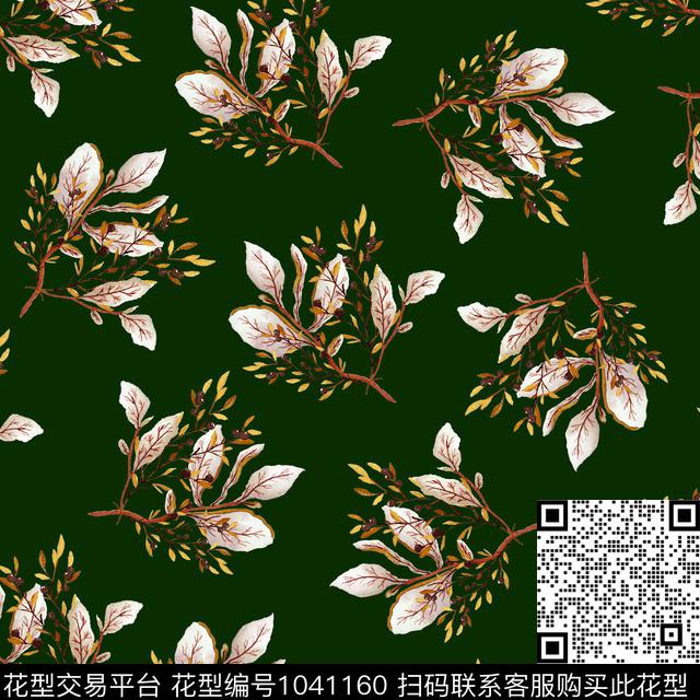 黑底花卉抽象花卉数码印花华亿平台下载（图片编号: 1041160） - 瓦栏（Walan）