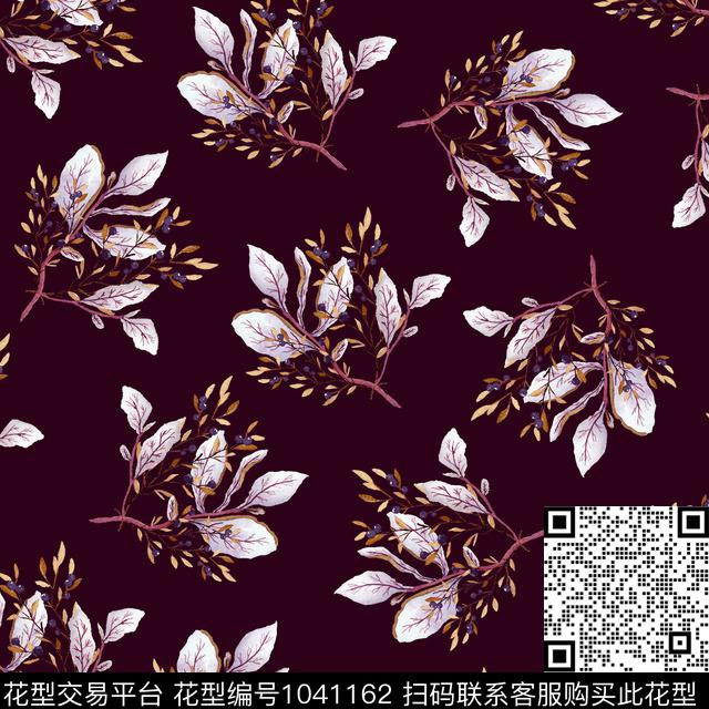 黑底花卉抽象花卉数码印花华亿平台下载（图片编号: 1041162） - 瓦栏（Walan）