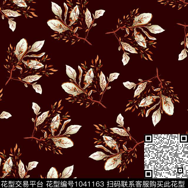 黑底花卉抽象花卉数码印花华亿平台下载（图片编号: 1041163） - 瓦栏（Walan）