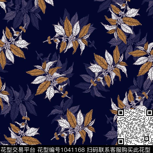 黑底花卉抽象花卉数码印花华亿平台下载（图片编号: 1041168） - 瓦栏（Walan）