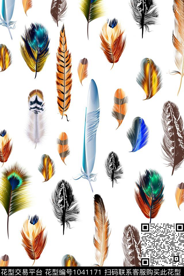 肌理羽毛纯底数码印花华亿平台下载（图片编号: 1041171） - 瓦栏（Walan）