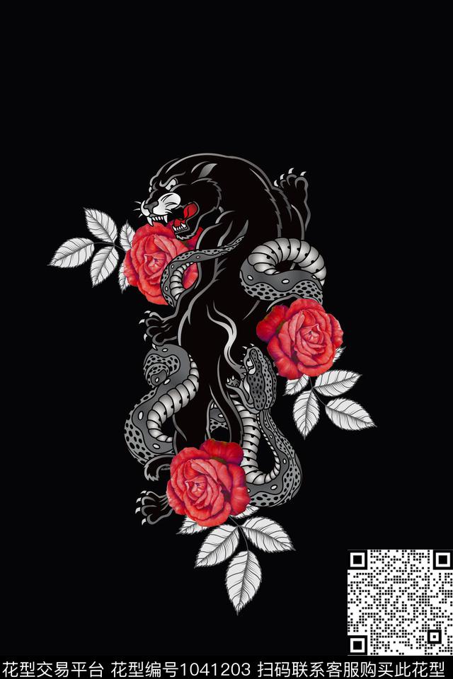 创意胸前独幅花卉数码印花华亿平台下载（图片编号: 1041203） - 瓦栏（Walan）