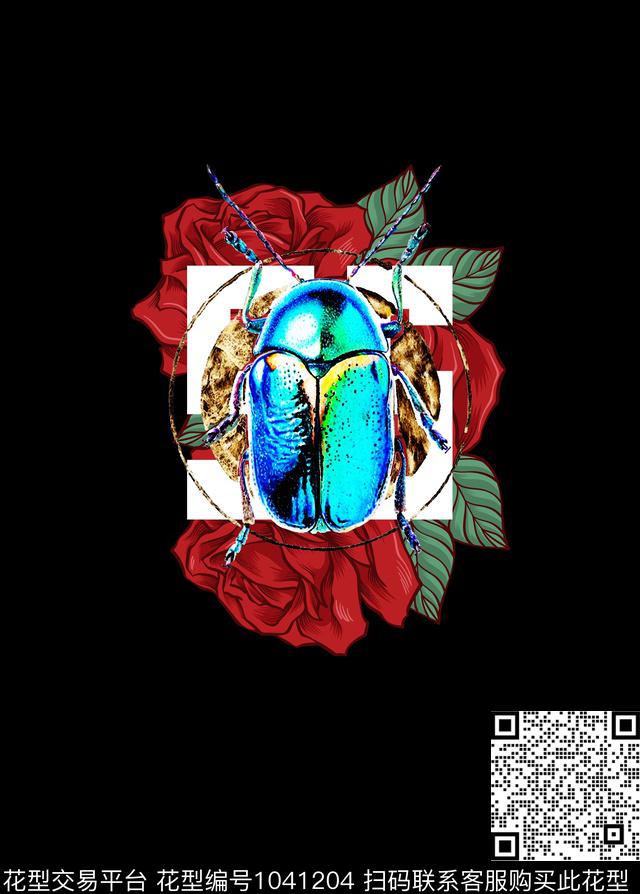 创意胸前独幅花卉数码印花华亿平台下载（图片编号: 1041204） - 瓦栏（Walan）