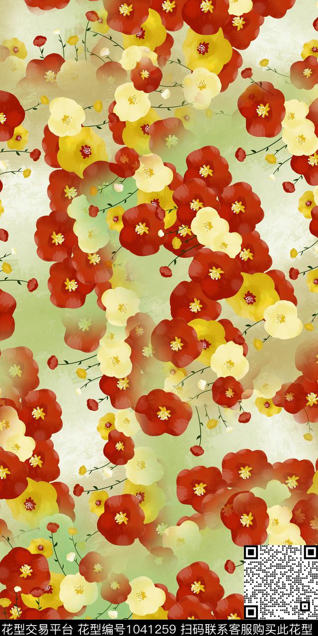 数码华亿平台小碎花水彩花卉数码印花华亿平台下载（图片编号: 1041259） - 瓦栏（Walan）