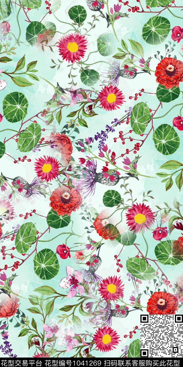 数码华亿平台小碎花水彩花卉数码印花华亿平台下载（图片编号: 1041269） - 瓦栏（Walan）