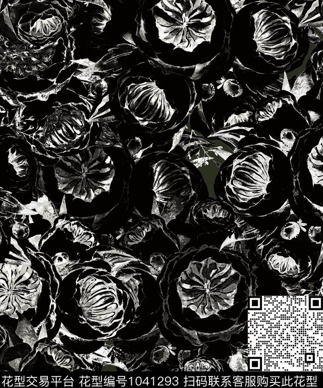 抽象花卉几何数码印花华亿平台下载（图片编号: 1041293） - 瓦栏（Walan）