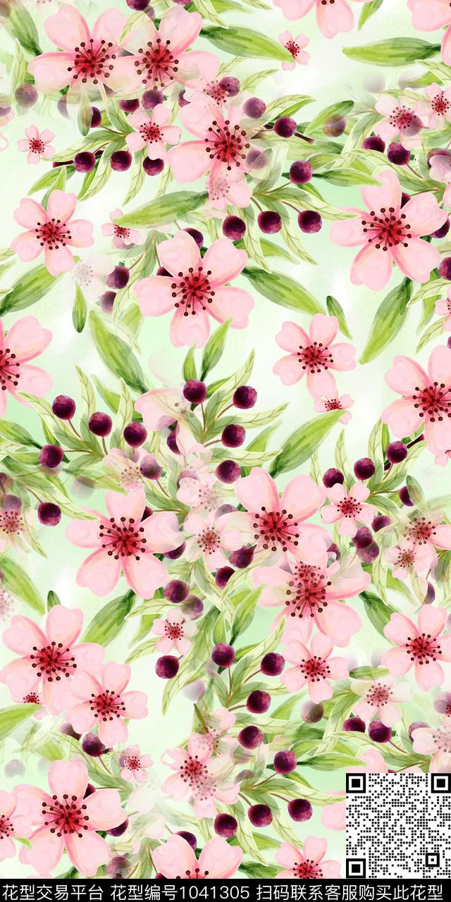 数码华亿平台水彩花卉花卉数码印花华亿平台下载（图片编号: 1041305） - 瓦栏（Walan）