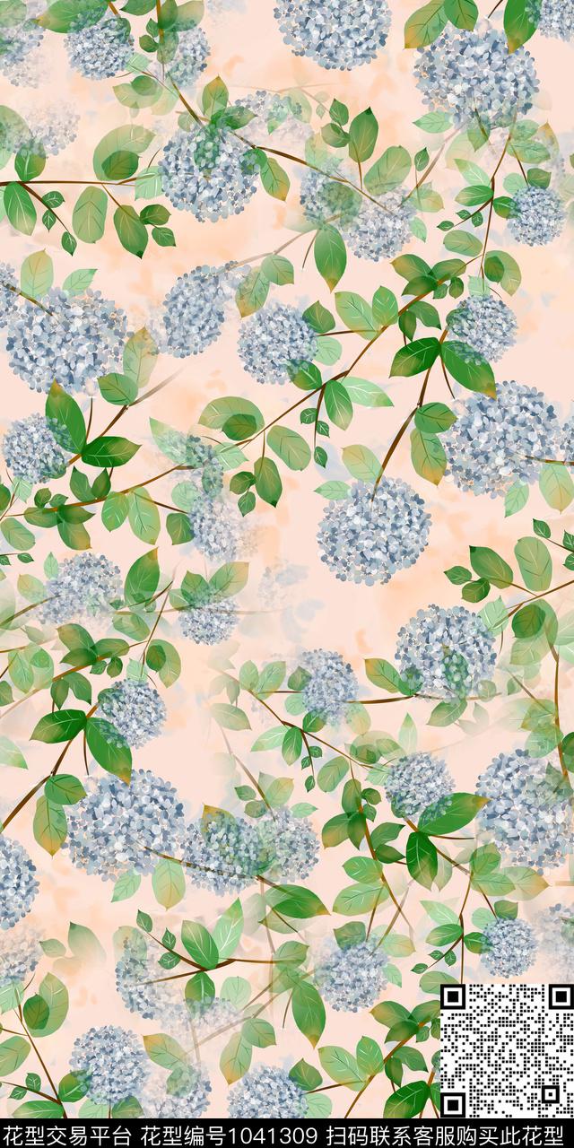 数码华亿平台水彩花卉花卉数码印花华亿平台下载（图片编号: 1041309） - 瓦栏（Walan）