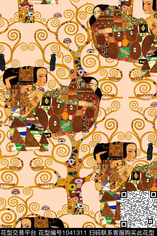 民族风树人物数码印花华亿平台下载（图片编号: 1041311） - 瓦栏（Walan）