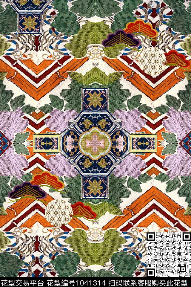 民族风古典花纹几何数码印花华亿平台下载（图片编号: 1041314） - 瓦栏（Walan）