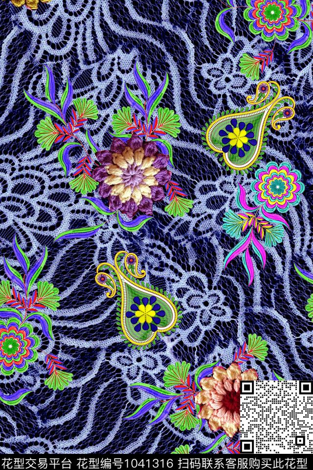 民族风纹理绣花华亿平台数码印花华亿平台下载（图片编号: 1041316） - 瓦栏（Walan）