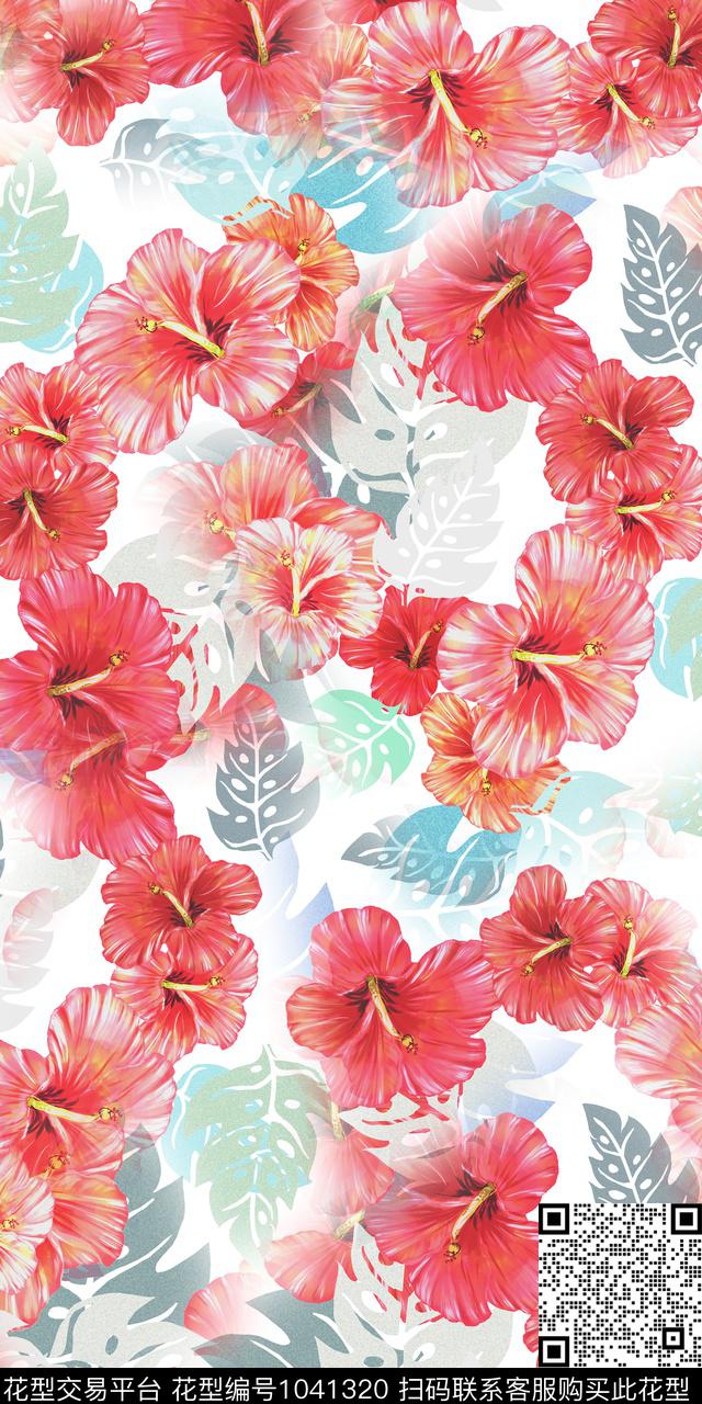 数码华亿平台水彩花卉花卉数码印花华亿平台下载（图片编号: 1041320） - 瓦栏（Walan）