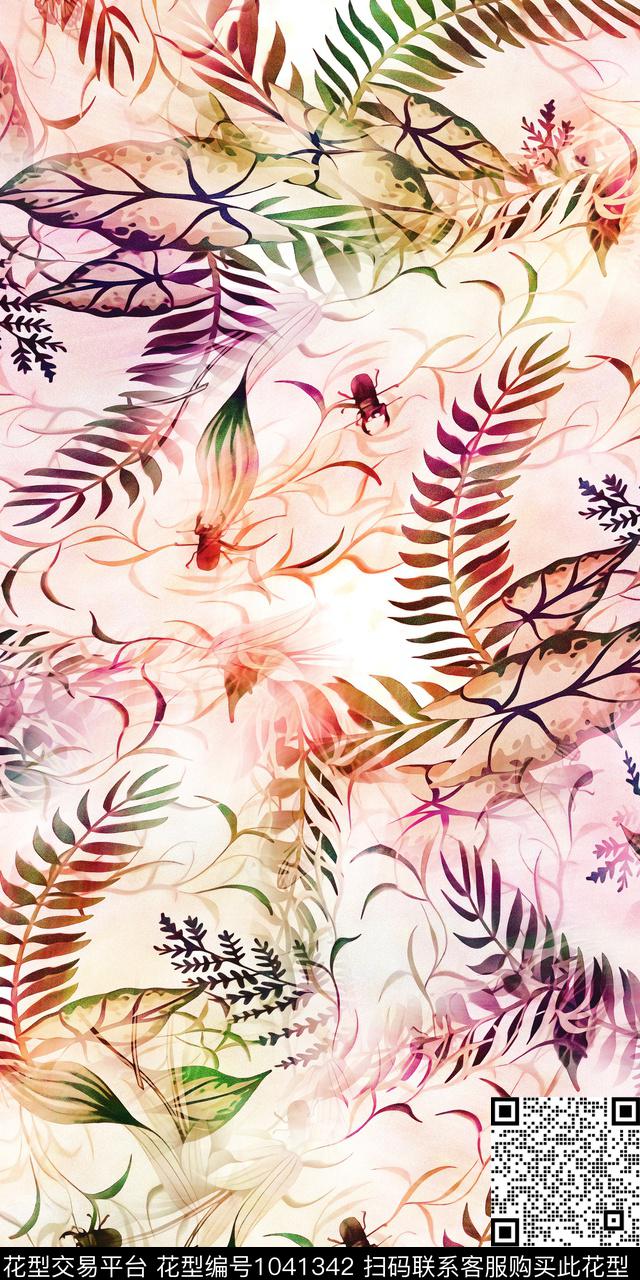 数码华亿平台抽象水彩花卉数码印花华亿平台下载（图片编号: 1041342） - 瓦栏（Walan）