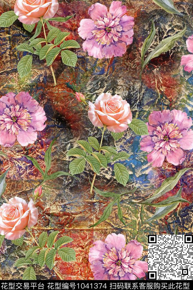 小碎花花卉玫瑰花数码印花华亿平台下载（图片编号: 1041374） - 瓦栏（Walan）