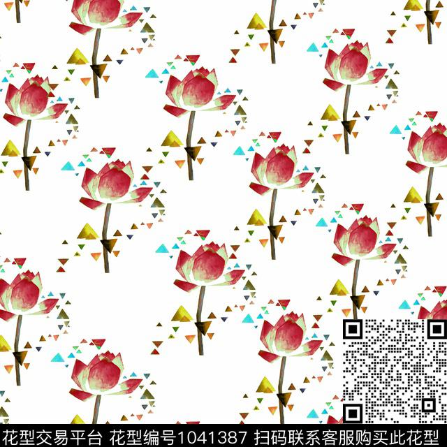 数码华亿平台抽象花卉数码印花华亿平台下载（图片编号: 1041387） - 瓦栏（Walan）