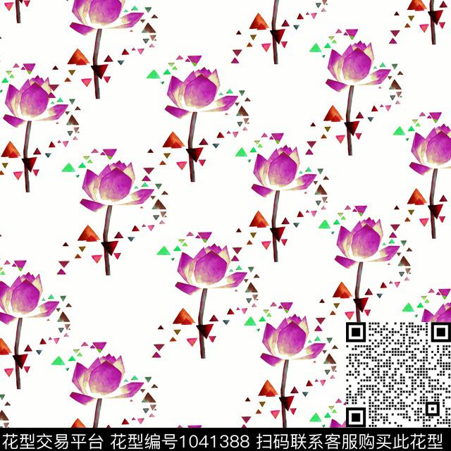 数码华亿平台抽象花卉数码印花华亿平台下载（图片编号: 1041388） - 瓦栏（Walan）