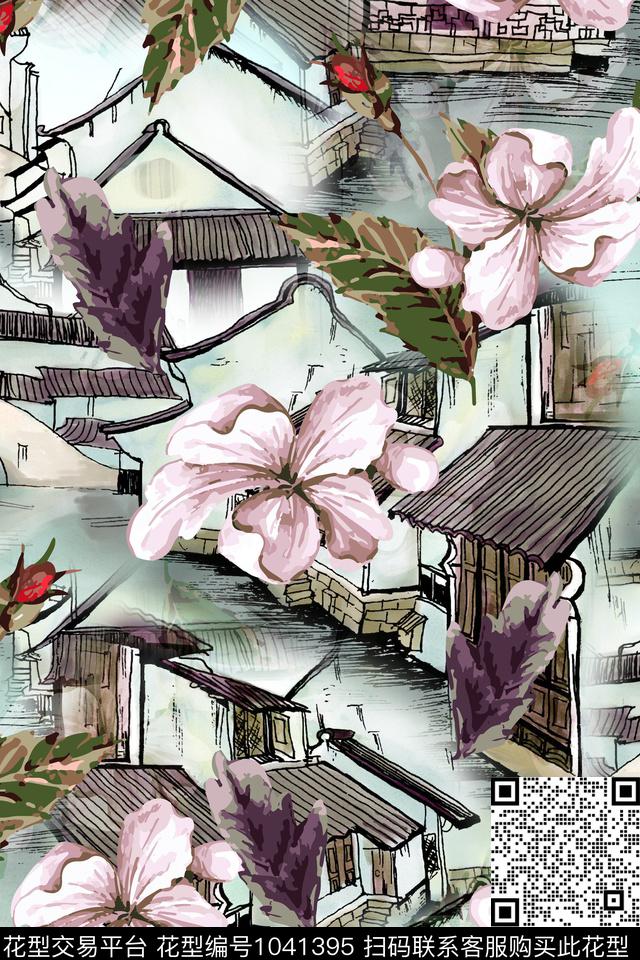 动物花卉数码华亿平台水墨风数码印花华亿平台下载（图片编号: 1041395） - 瓦栏（Walan）