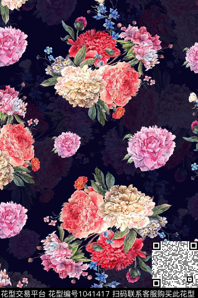 数码华亿平台抽象花卉数码印花华亿平台下载（图片编号: 1041417） - 瓦栏（Walan）