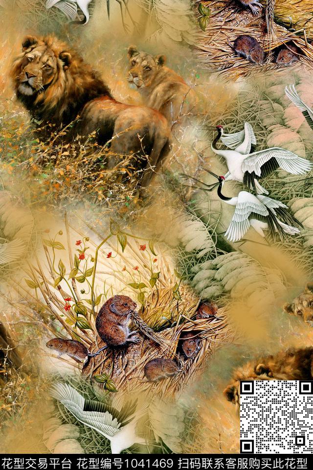 狮子动物热带华亿平台数码印花华亿平台下载（图片编号: 1041469） - 瓦栏（Walan）