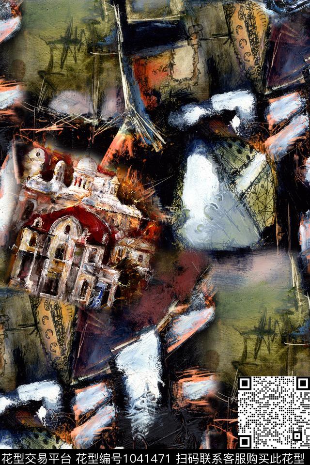 肌理抽象建筑数码印花华亿平台下载（图片编号: 1041471） - 瓦栏（Walan）