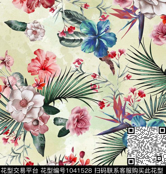 数码华亿平台花卉大牌风数码印花华亿平台下载（图片编号: 1041528） - 瓦栏（Walan）