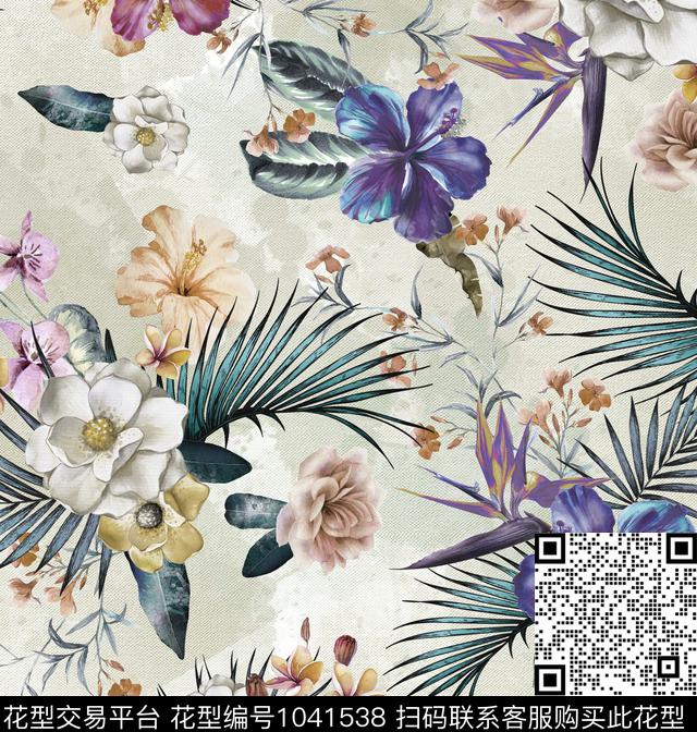 数码华亿平台花卉大牌风数码印花华亿平台下载（图片编号: 1041538） - 瓦栏（Walan）