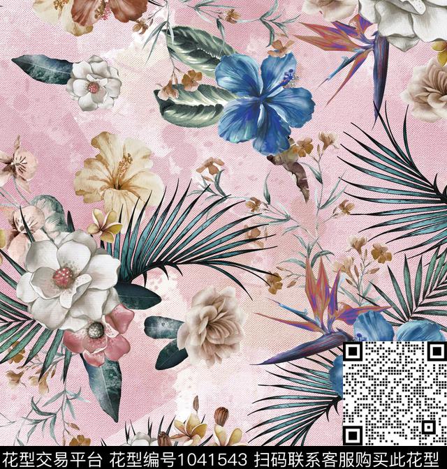 数码华亿平台花卉大牌风数码印花华亿平台下载（图片编号: 1041543） - 瓦栏（Walan）