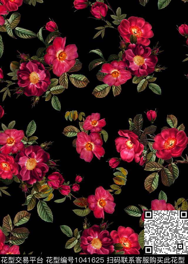 数码华亿平台花卉大牌风数码印花华亿平台下载（图片编号: 1041625） - 瓦栏（Walan）