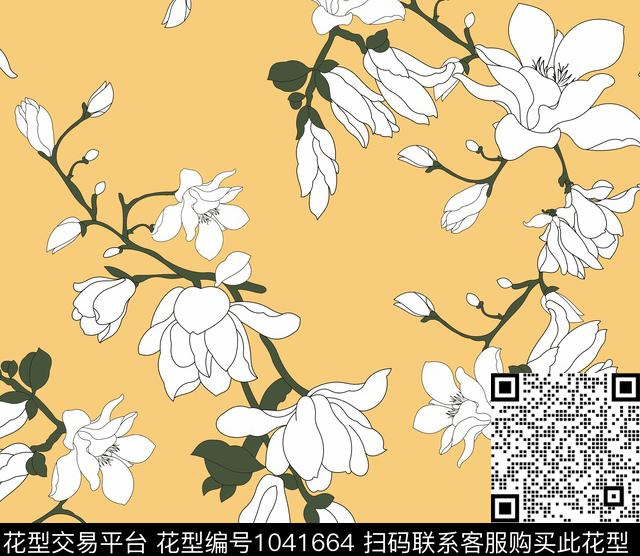 衬衫雪纺女装玉兰传统印花华亿平台下载（图片编号: 1041664） - 瓦栏（Walan）