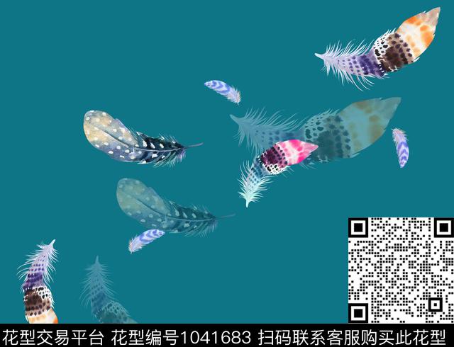 羽毛墙纸北欧年轻女性数码印花华亿平台下载（图片编号: 1041683） - 瓦栏（Walan）