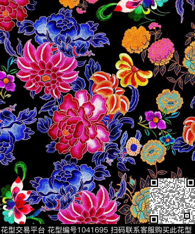 大花数码华亿平台绣花华亿平台数码印花华亿平台下载（图片编号: 1041695） - 瓦栏（Walan）
