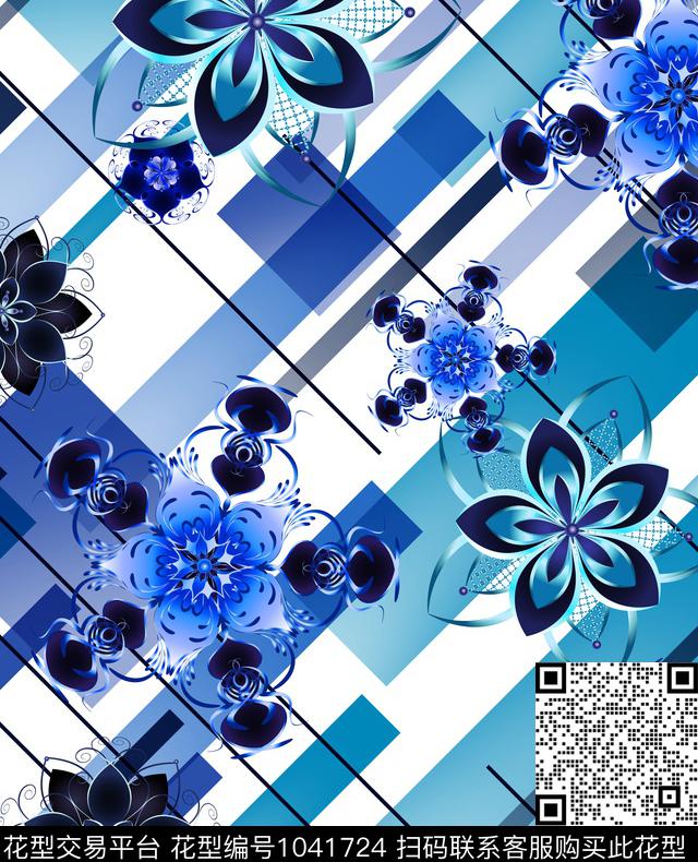 抽象运动几何数码印花华亿平台下载（图片编号: 1041724） - 瓦栏（Walan）