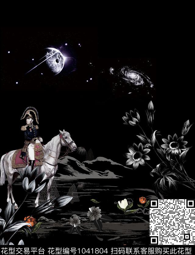 数码华亿平台黑白华亿平台黑底花卉数码印花华亿平台下载（图片编号: 1041804） - 瓦栏（Walan）