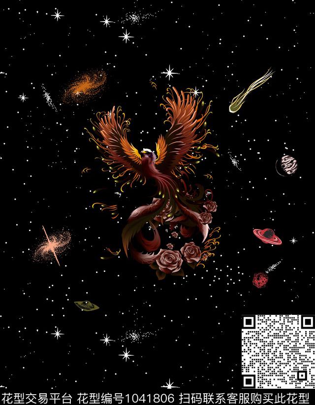 数码华亿平台黑白华亿平台黑底花卉数码印花华亿平台下载（图片编号: 1041806） - 瓦栏（Walan）