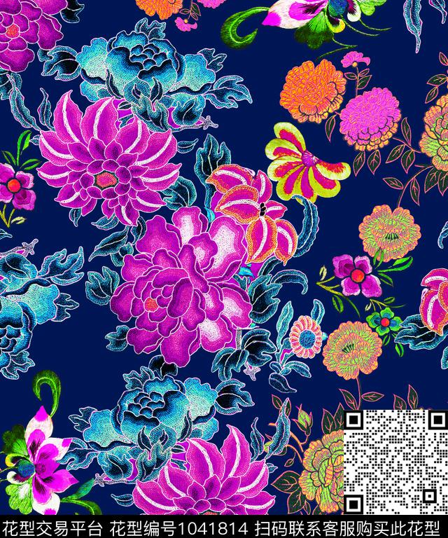 大花数码华亿平台绣花华亿平台数码印花华亿平台下载（图片编号: 1041814） - 瓦栏（Walan）