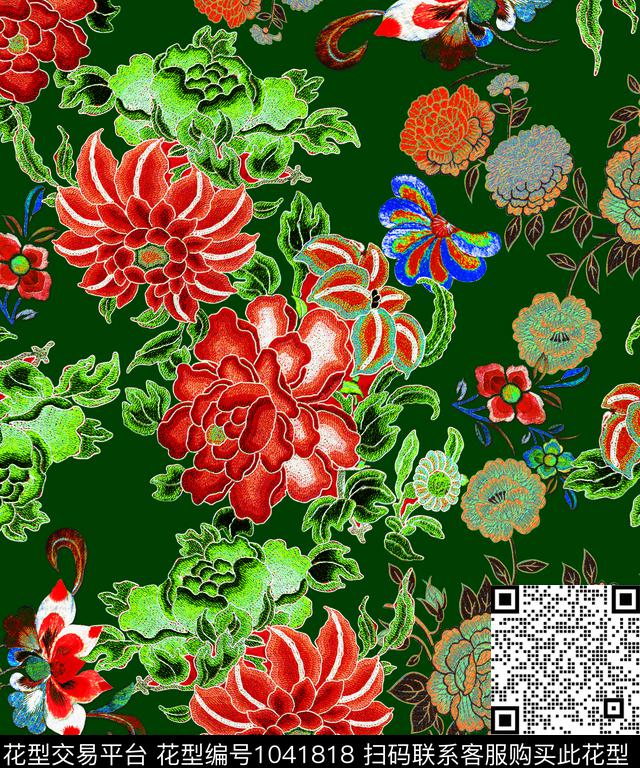 大花数码华亿平台绣花华亿平台数码印花华亿平台下载（图片编号: 1041818） - 瓦栏（Walan）