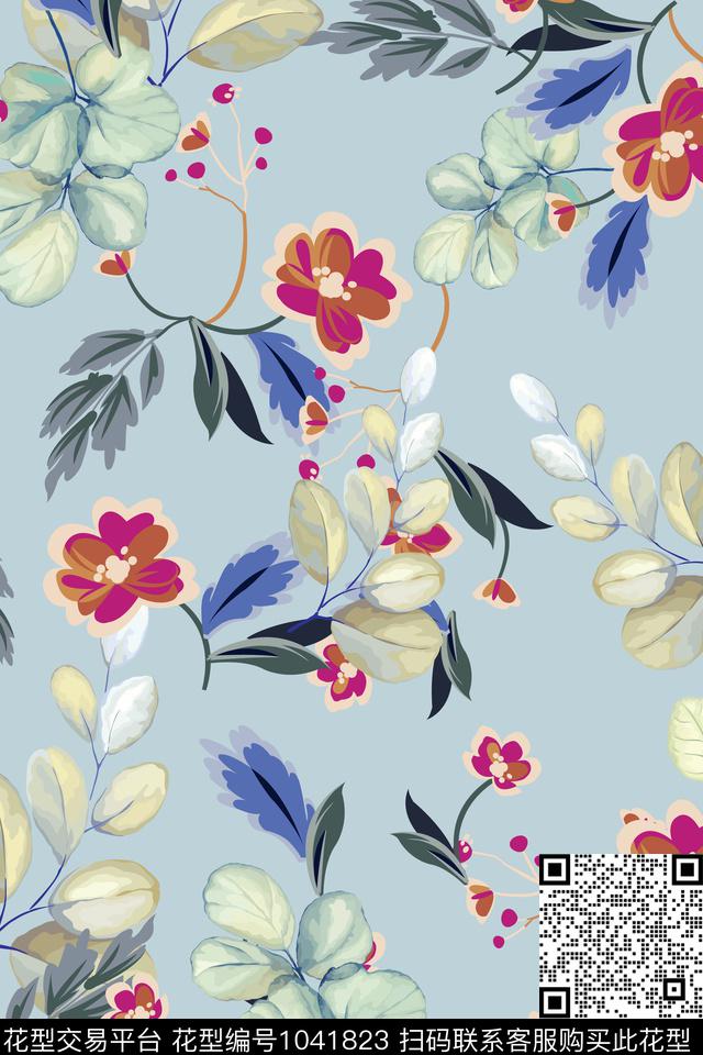 数码华亿平台小碎花花卉数码印花华亿平台下载（图片编号: 1041823） - 瓦栏（Walan）