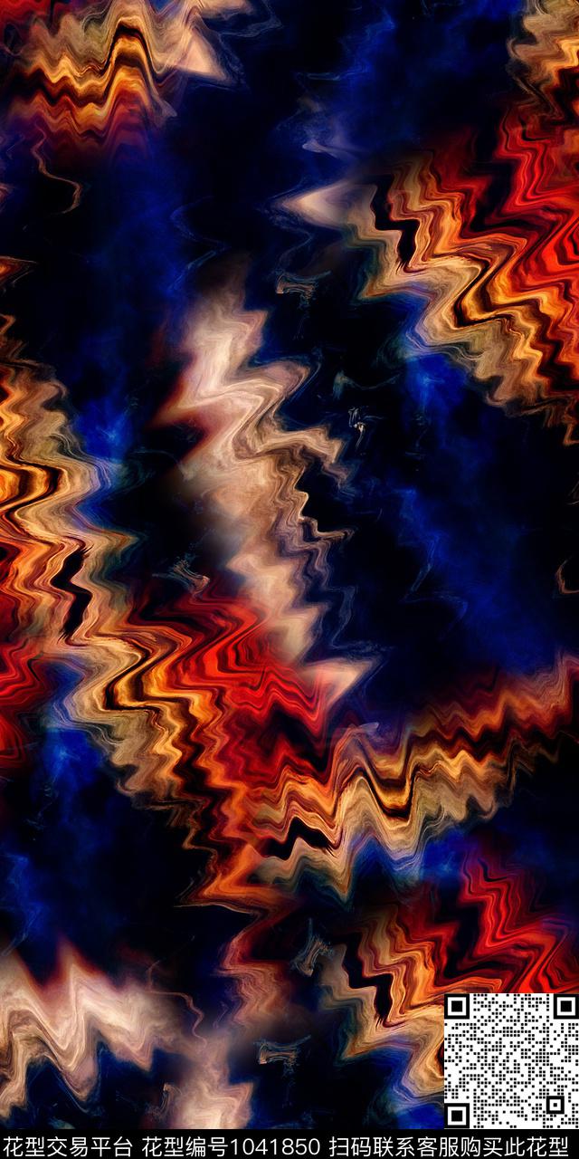 炫彩波浪纹抽象数码印花华亿平台下载（图片编号: 1041850） - 瓦栏（Walan）