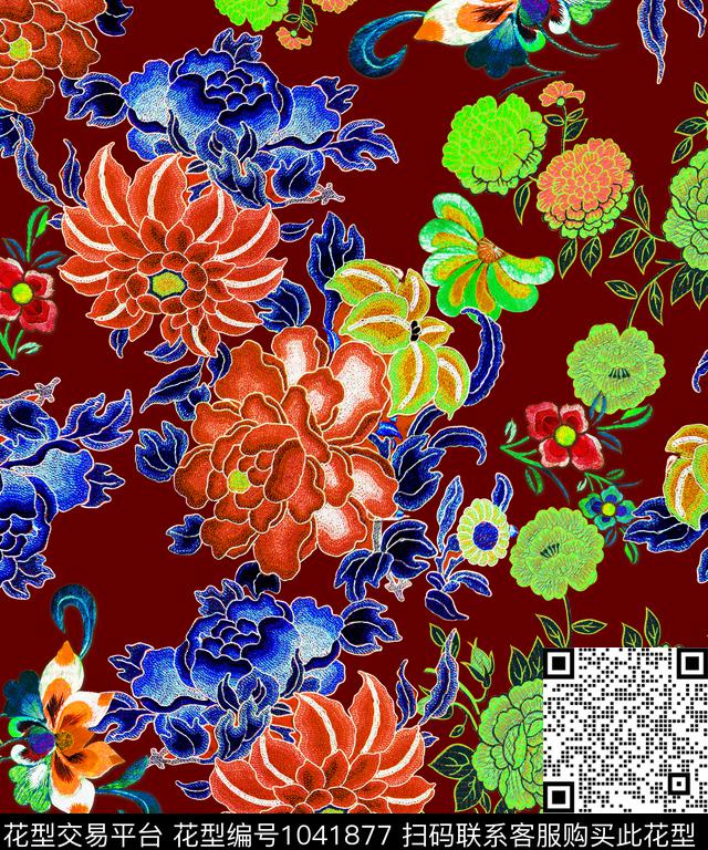 大花数码华亿平台绣花华亿平台数码印花华亿平台下载（图片编号: 1041877） - 瓦栏（Walan）