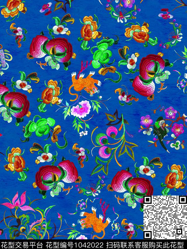 数码华亿平台古典花纹传统刺绣数码印花华亿平台下载（图片编号: 1042022） - 瓦栏（Walan）