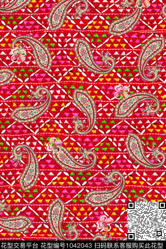 民族风格子抽象数码印花华亿平台下载（图片编号: 1042043） - 瓦栏（Walan）