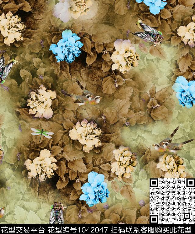 数码华亿平台花鸟国画数码印花华亿平台下载（图片编号: 1042047） - 瓦栏（Walan）