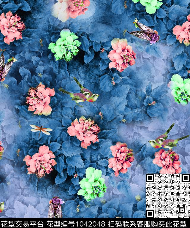 数码华亿平台花鸟国画数码印花华亿平台下载（图片编号: 1042048） - 瓦栏（Walan）