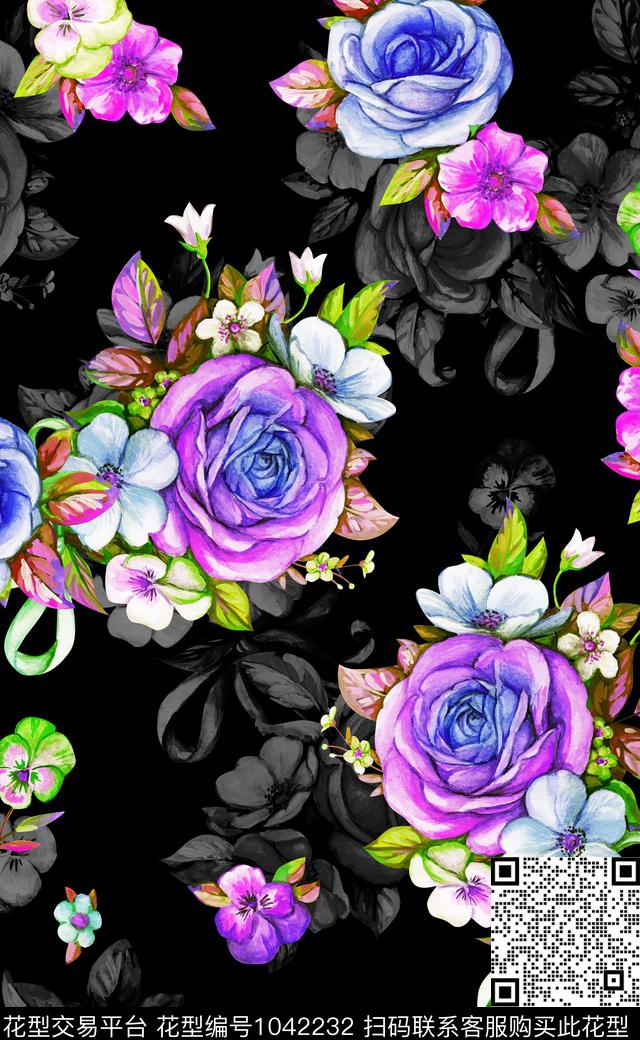 淑女中国风数码华亿平台数码印花华亿平台下载（图片编号: 1042232） - 瓦栏（Walan）