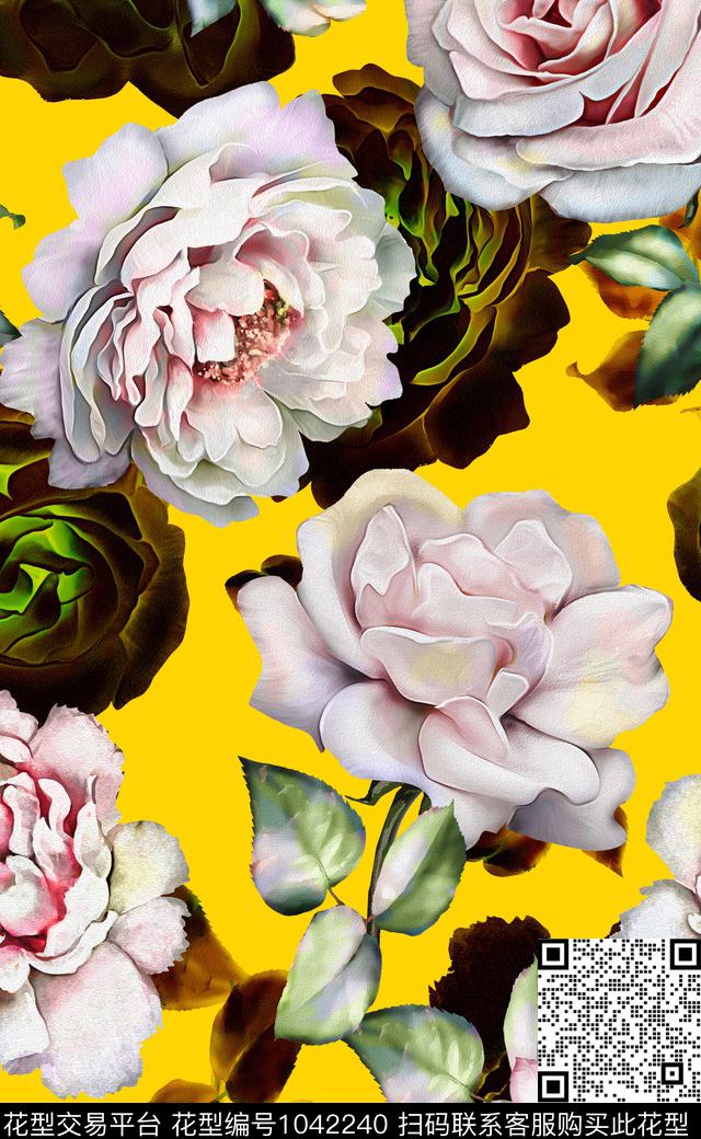 淑女中国风数码华亿平台数码印花华亿平台下载（图片编号: 1042240） - 瓦栏（Walan）