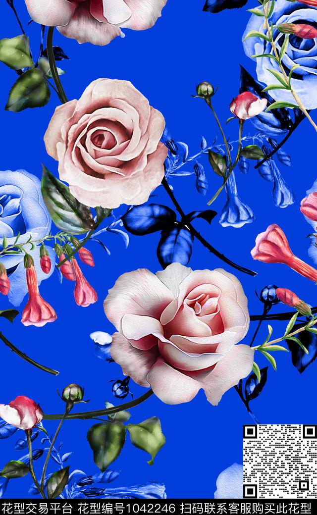 淑女中国风数码华亿平台数码印花华亿平台下载（图片编号: 1042246） - 瓦栏（Walan）