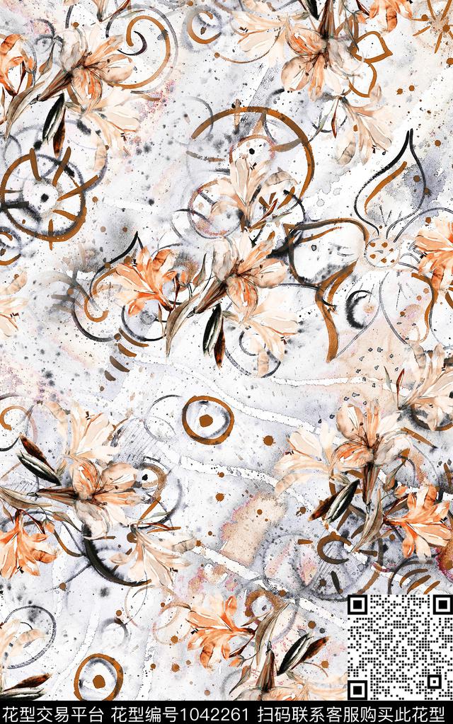 数码华亿平台民族风抽象数码印花华亿平台下载（图片编号: 1042261） - 瓦栏（Walan）