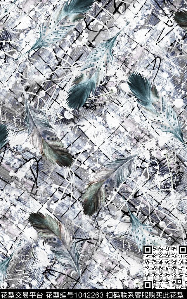 民族风抽象羽毛数码印花华亿平台下载（图片编号: 1042263） - 瓦栏（Walan）