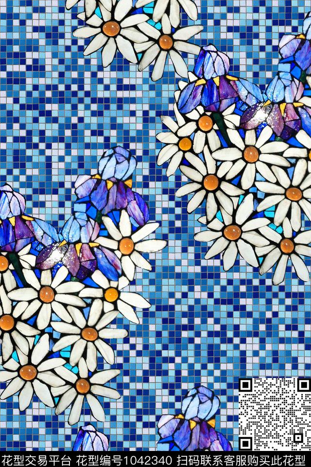 花卉几何砖块数码印花华亿平台下载（图片编号: 1042340） - 瓦栏（Walan）